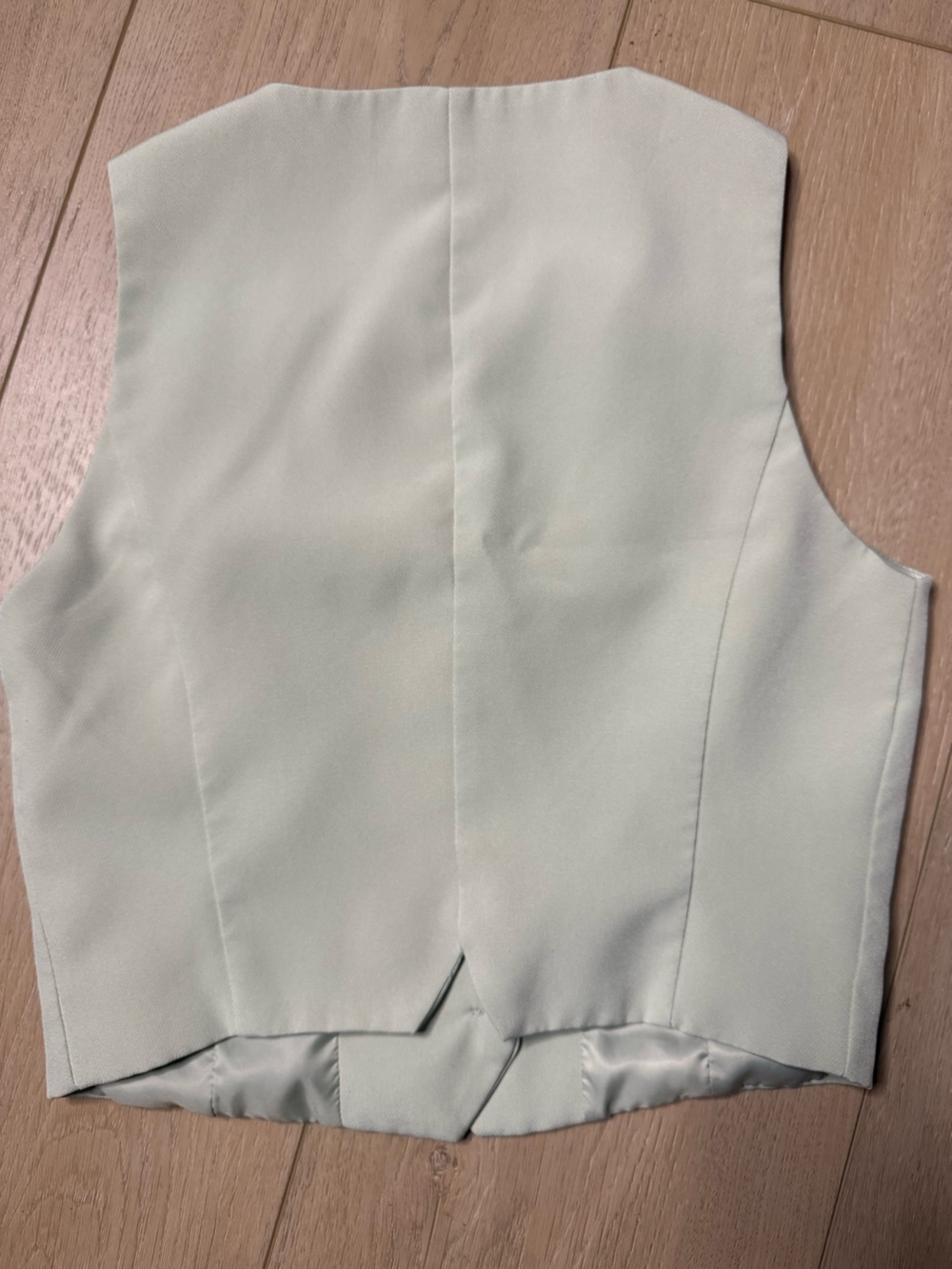 Avec Les Filles Button-up Crop Waistcoat Vest Light Sage Green Women’s Sz Small - Picture 2 of 4